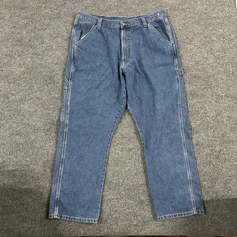 Wrangler Carpenter Jeans Mens Size 38x30 Blue Denim Relaxed Fit Utility Workwear